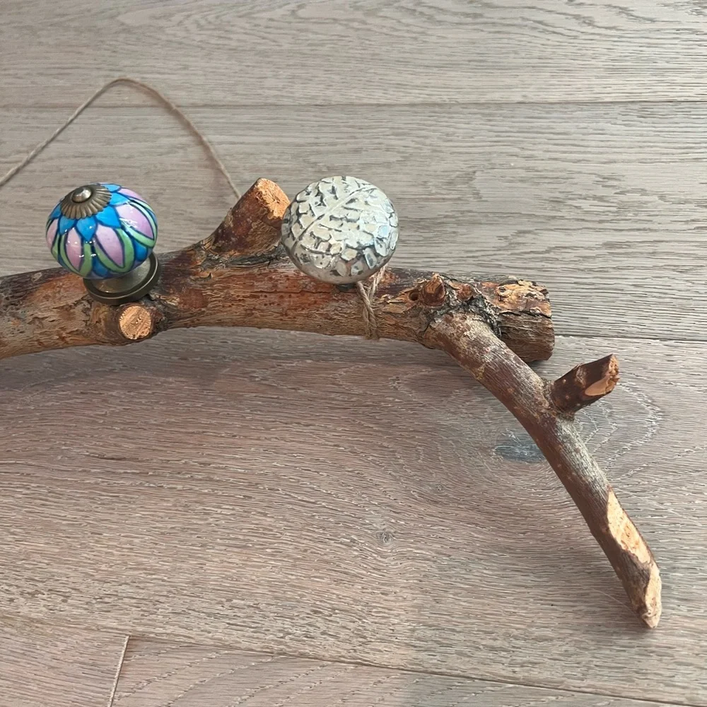Hand Made Unique Jewelry/Hat Hanger Rack from Tree Branch and Knobs